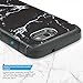 TJS Case for Samsung Galaxy J7 - Tempered Glass Screen Protector, Dual Layer Hybrid Shockproof Armor Marble Cover (Black)