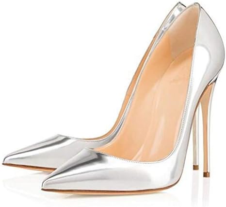 silver patent leather pumps