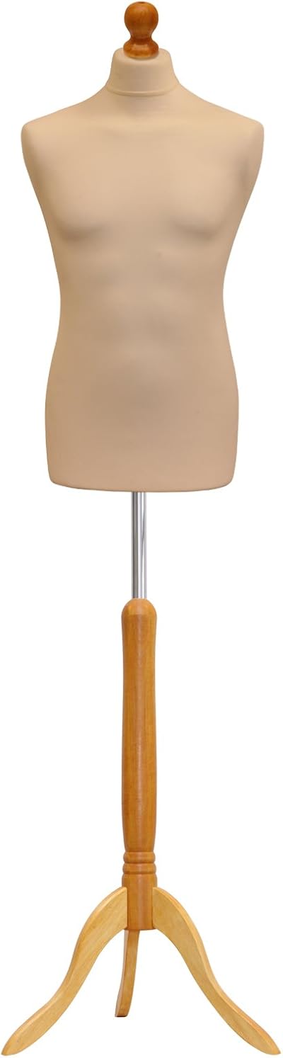 Ace of Space Male Tailor Dummy with Lightwood Stand Cream 101cm Chest 74cm