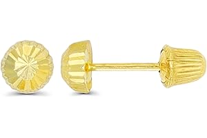 DECADENCE 14K Yellow Gold Diamond Cut 4.00mm Half-Ball Ball Screw Back Stud Earring
