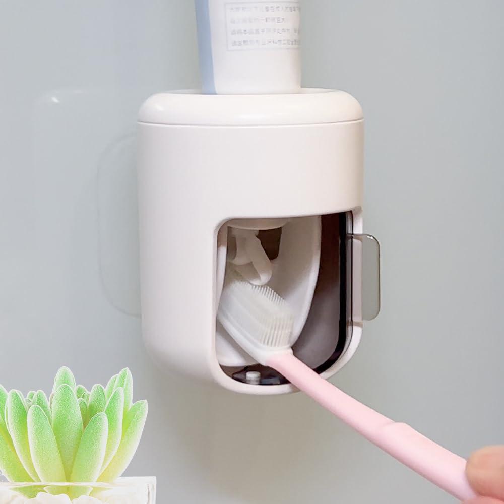 Photo 1 of ???? ???????? So Nice Toothpaste Dispenser Wall Mounted Bathroom Automatic Toothpaste Squeezer,Visualization of Toothpaste Flow Rate(White&Transparent)