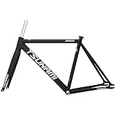 BSFHQS 700C Fixed Gear Bike Frameset 49CM 52CM 55CM 58CM Aluminum Alloy Racing Track Bike Frame C Brake Bike Frame Quick Release Frame 100/120mm QR(Matte Black B,52cm)