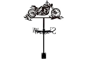SUPERDANT Motorcycle Weather Vane Retro Motorcycle Flame Wind Vanes for Yard Metal Weathervane Roof Mount for Gardens Outside Black Weathervanes Farmhouse Farm Barn Sheds Patio Decorations Gifts