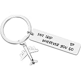 Vadaka Wherever You Go Keychain Traveling Keychain Airplane Fly Safe Key Ring Flight Attendants Gift Pilot Jewelry Aviation Graduation Gift Christmas Birthday Present for Travelers