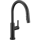 Delta Nicoli Matte Black Kitchen Faucet with Pull Down Sprayer, Bridge 3 Hole Modern Kitchen Sink Faucet, Two-Handle, Matte Black 19867LF-BL