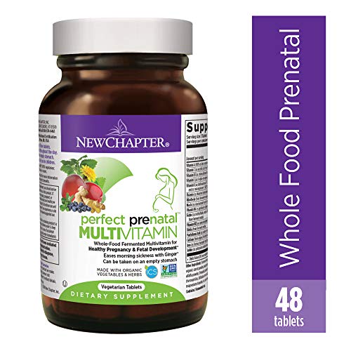 New Chapter Prenatal Vitamins, 48 Ct, Organic Non-GMO Ingredients - Eases Morning Sickness with Ginger, Best Prenatal Vitamins Fermented with Wholefoods for Mom & Baby