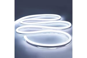 iNextStation 12V White LED Strip Lights 16.4FT, Flexible Silicone Neon Rope Light, Waterproof, Cuttable, Dimmable & Linkable, for Cabinet, Ceiling, Wall, Bedroom, Kitchen, Garage (No Adapter)