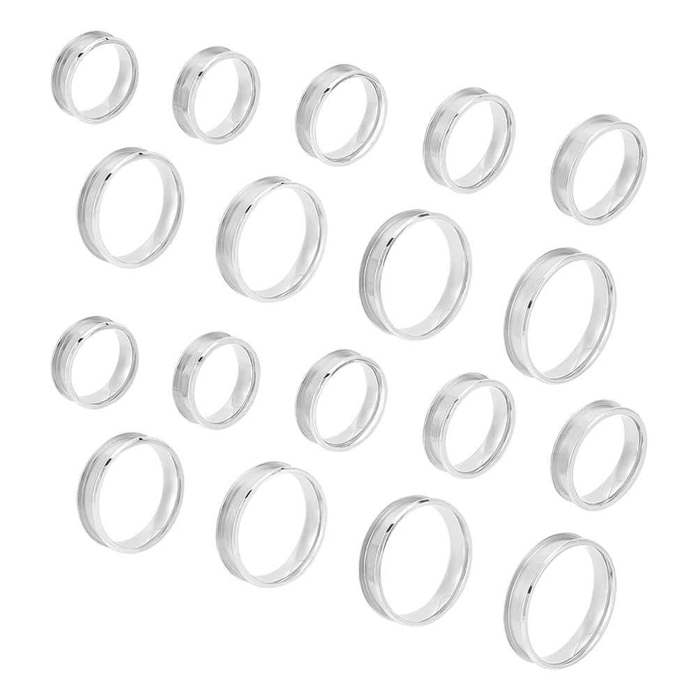 UNICRAFTALE about 27pcs 9 Sizes Stainless Steel Blank Finger Ring 4mm Wide Grooved Finger Rings Round Blank Core Ring for Inlay Handmade Ring Wedding Promise Jewelry Making Gift