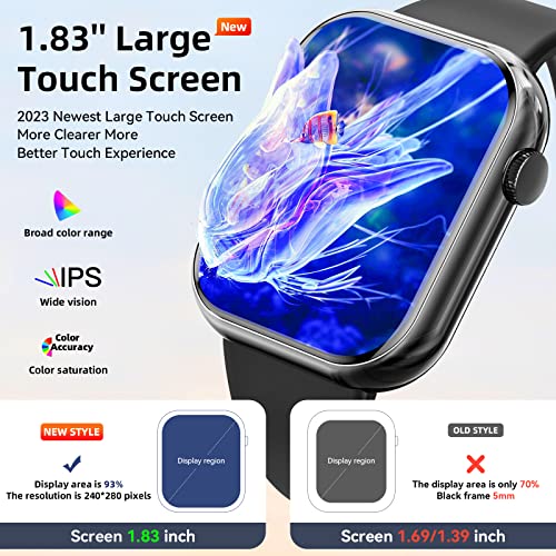 Smart Watch for Men Answer/Make Calls,1.83 Full Touch Screen Sports Smartwatch IP67 Waterproof Wacth for Men,Fitness Smart Watches with 24/7 Heart Rate Blood Oxygen Sleep Monitor for Android and iOS