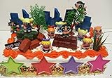 Powerpuff Girls 20 Piece Birthday Cake Topper Set Featuring Power Puff Girls Blossom, Bubbles, and Buttercup and Other Decorative Themed Accessories