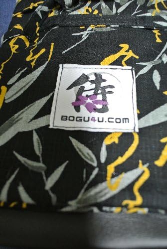 Bogu4u= Calligraphic Traditional Black Shinai Bag (WITH STRAP) Including One Double-Knit Tenugui