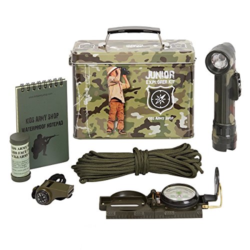 Kids Army Camouflage Junior Explorer Kit, In A Camo Tin - Kids Army Roleplay