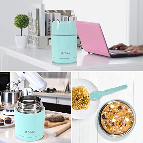 Mr.Dakai Insulated Lunch Containers Thermoses Food Jar Vacuum Stainless Steel 27 oz Leak Proof Keep Food Cold Hot Container for Kids Adult Lunch Box School Camping Outdoors, BPA Free (Cyan Blue) - Thumbnail 7
