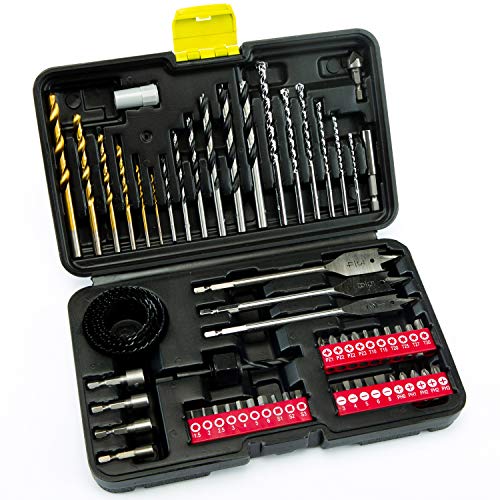 INTOO 63Pcs Drill and Drive Bit Set with Titanium Drill Bit for Metal Wood and Plastic in Storage Case