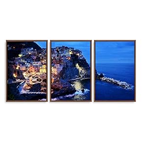 3 Piece Framed Canvas Wall Art for Living Room, Bedroom Italy City Landscape Canvas Prints for Modern Home Decoration Ready to Hang - 16"x24"x3 Panels