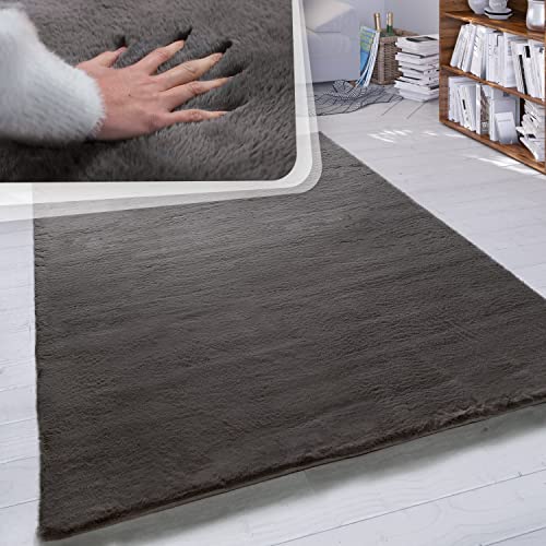 Paco Home Hochflor Teppich Wohnzimmer Schlafzimmer Shaggy Modern Flauschiger Fellteppich Weich Fell Imitat Kunstfell Einfarbig, Grösse:120x160 cm, Far