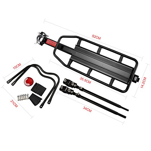 Enkrio Adjustable Bike Rear Cargo Rack Equipment Stand Footstock Bicycle Carrier Rack Bicycle Accessories Seat Post 110Lb Capacity (Black)