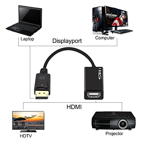 LinkS Gold Plated DP To HDMI Adapter,Display Port To HDMI Male To Female Cable/Cord For Lenovo Dell HP Laptop To TV Cable