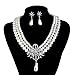 EleQueen Women's Silver-tone Simulated Pearl Crystal Victorian Style Flower Wedding Jewelry Sets For Brides Ivory Color