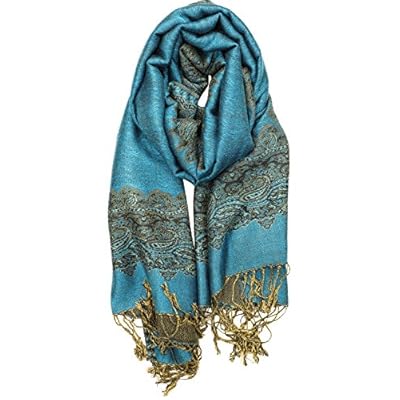 Achillea Elegant Reversible Paisley Border Pashmina Shawl Wrap Scarf Achillea Elegant Reversible Paisley Border Pashmina Shawl Wrap Scarf