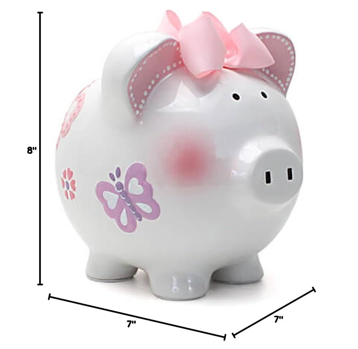 Child to Cherish Ceramic Piggy Bank for Girls, Butterfly