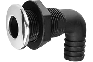 JT-HLM Boat 1-1/8'' Black Trim Cover 90 Degrees Hose Pipe Elbow Bilge Pump Drain Thru Hull Fitting