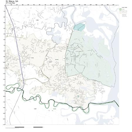 Amazon.com: ZIP Code Wall Map of St. Marys, GA ZIP Code Map Laminated