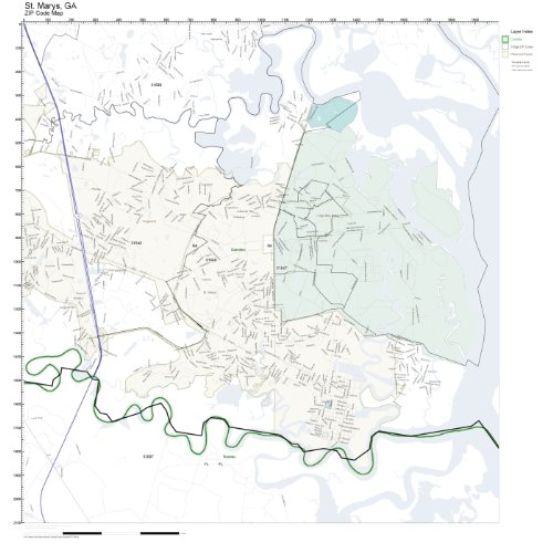 ZIP Code Wall Map of St. Marys, GA ZIP Code Map Laminated Home & Kitchen
