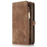 Samsung Galaxy S8 Leather wallet Phone Case Magnetic Detachable Case with Card Slots Cash Compartment Brown