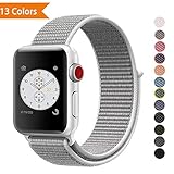 YOUKEX Compatible Apple Watch Band 42mm 38mm 44mm 40mm Nylon Sport iWatch Strap for Series 1, Series 2, Series 3, Series 4 (Seashell, 42/44mm)