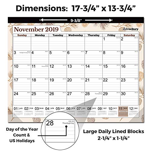 Large Monthly Deskpad Calendar 2018-2019: 17.75 x 13.75” Wall Hanging or Desktop Desk Table Top with Planner Stickers (Colorful), USE Now from October 2018-15 Colorful Monthly Designs, by Cranbury - Thumbnail 3