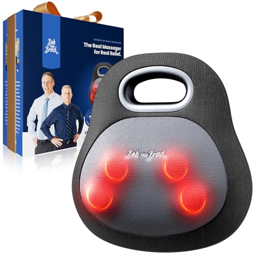 BOB AND BRAD EZBack Go Cordless Back Massager with Heat, Rechargeable Neck Massager for Deep Tissue, Electric Shiatsu 4D Kneading Massage Pillow for Neck, Back, Shoulders, Ideal Gift