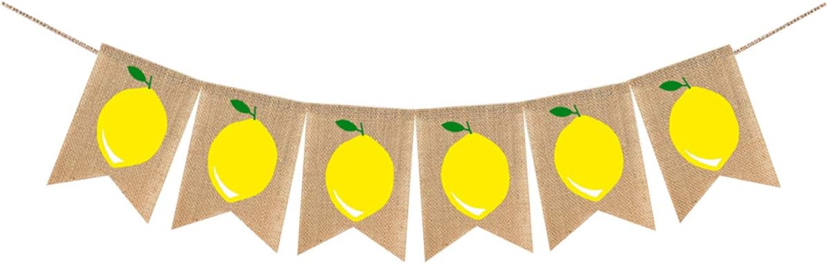 Summer lemon Theme lemon Burlap Banner Party Decoration Swimming Pool Party Barbecue Party(Lemon Banner)