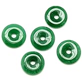 KitBeads 10Pcs Natural Jade Donut Charms Healing Chakra Pendant Circle Coin Quartz Charms for Necklace Jewelry Making