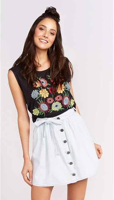 saia jeans evase curta