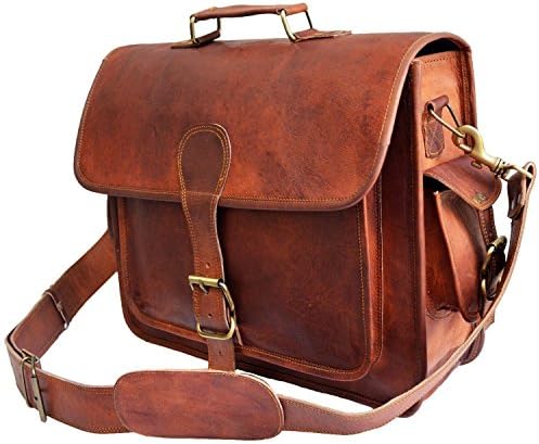 16 inch Leather Messenger Bag / Office Executive Laptop Bag / Brown Vintage Distressed Computer Satchel