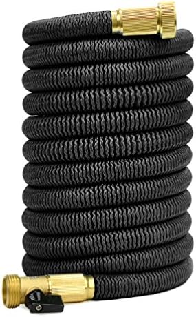 GlaykoTm 50 Feet Expandable Garden Hose - NEW 2017- Super Strong Construction- Strong Webbing -Solid Brass End + Shut-off Valve + Storage bag