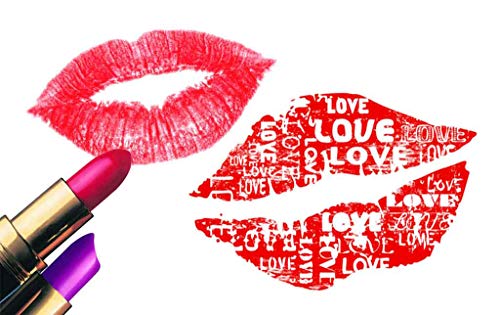 Valentine's Day Temporary Tattoos, Love Heart & Red Lip Sexy Tattoos Stickers with 4 Different Designs, 12 Sheets (Red) - Thumbnail 2