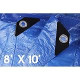 Hanjet Lightweight Outdoor Tarp 8 x 10 5 Mil Multi-purpose Waterproof Reinforced Rip-Stop Tarps with Grommets Blue