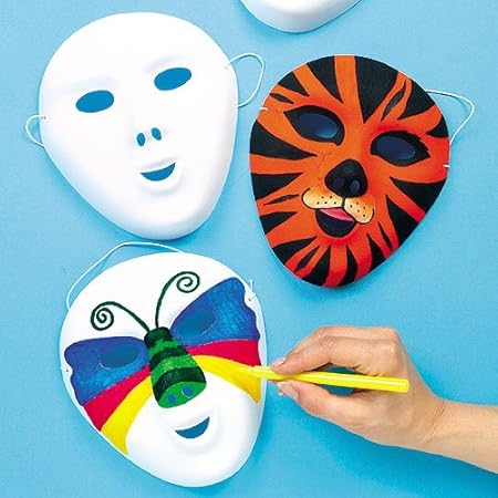 Baker Ross White Flocked Face Masks Decorate Your Own Mask Is
