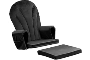 ANMINY 5pcs Glider Rocker Replacement Cushions Set - Thickened Velvet Glider Rocking Chair Cushions with 29 inch High Backrest & Side Pockets for Indoor Nursery, Washable & Non Slip, Black
