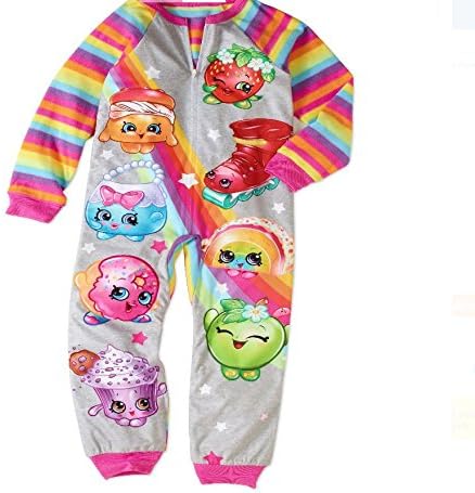 Shopkins Pajamas Union Suit for Girls Rainbow Costume, Dress Up Pjs 1 Piece (10/12)