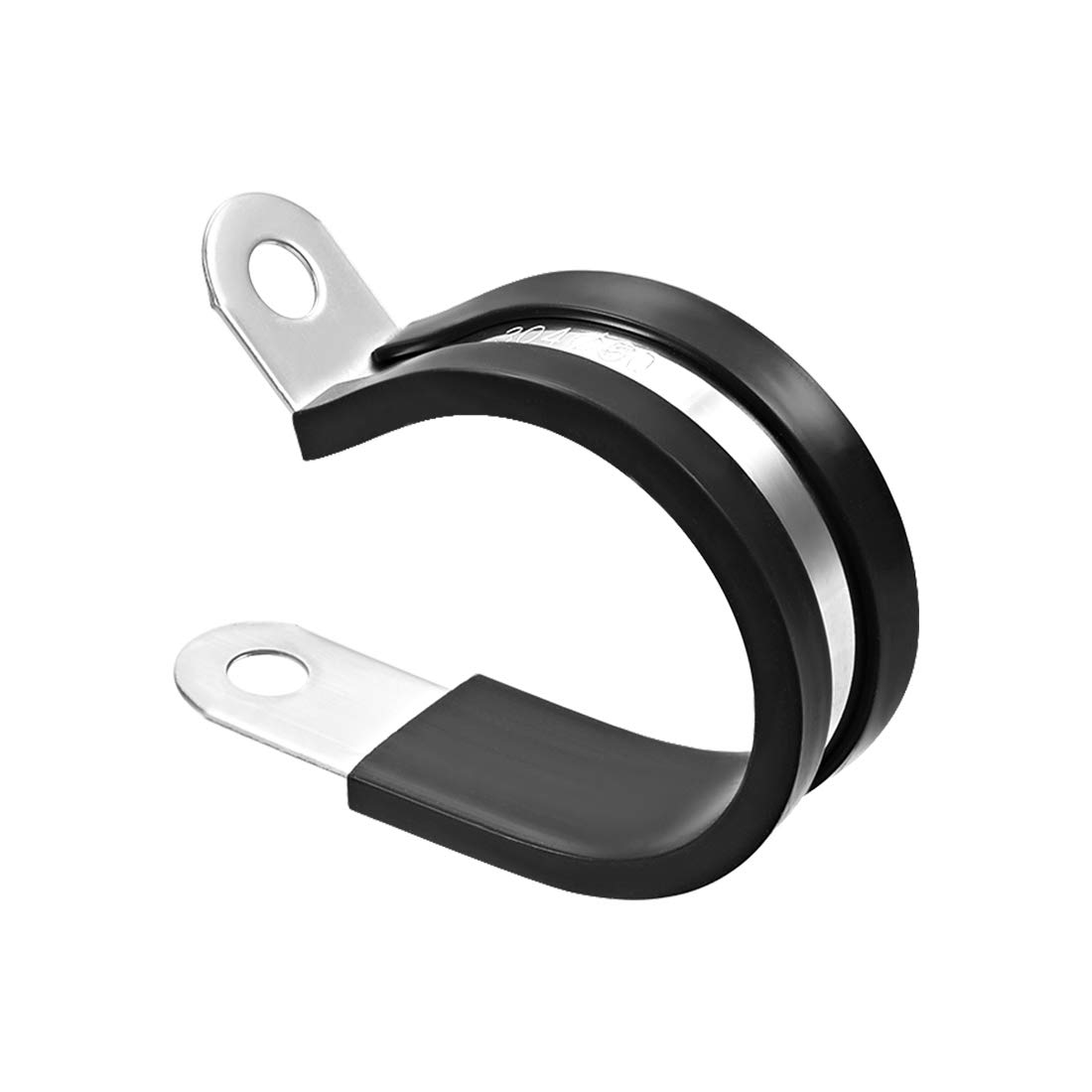 sourcing map 2"(50mm) Cable Clamp, 304 Stainless Steel Rubber Cushioned Insulated Clamp R Shape Metal Clamp Tube Holder for Pipe Hose 10Pcs