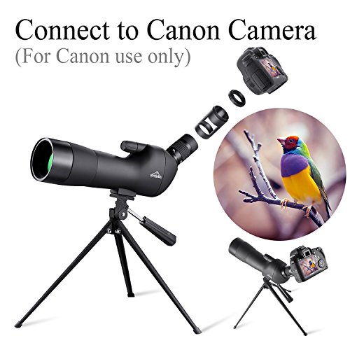 BEBANG 20-60x60 Spotting Scope for Bird Watching, Waterproof Zoom Scope with high Definition, FMC Coated Optical Lens, for Target Shooting, with a Tripod, Smartphone Adapter, Canon Camera Adapter - Thumbnail 5