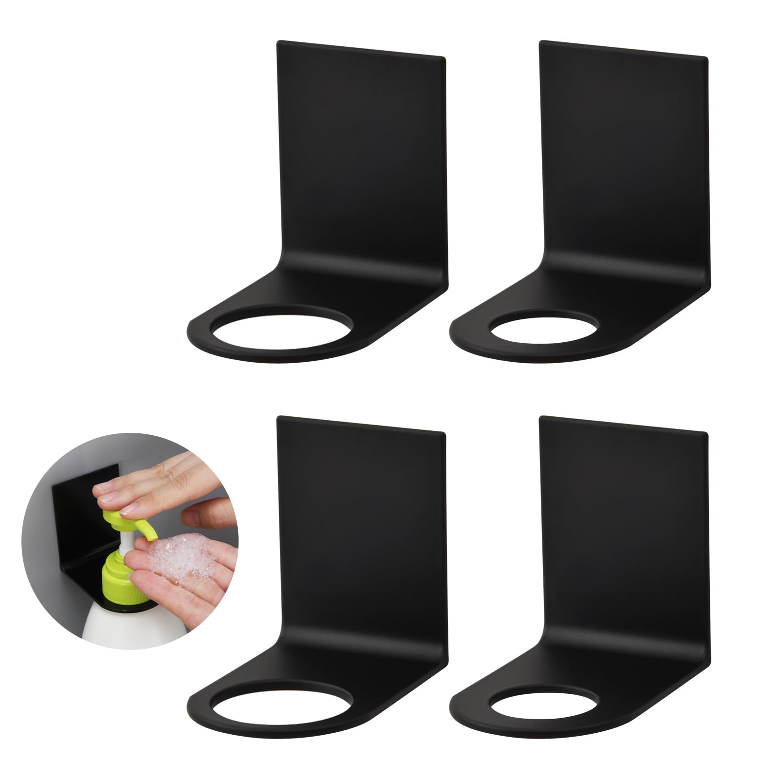 4pcs Wall Mounted Soap Bottle Holder - 2 Sizes, Shower & Kitchen Bottle Dispenser
