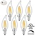 SUNMEG CA10 4W LED Candelabra Bulb, LED Filament Bulb Dimmable, 2700K Warm White, Equivalent to 40W Incandescent Bulbs (6 Pack)