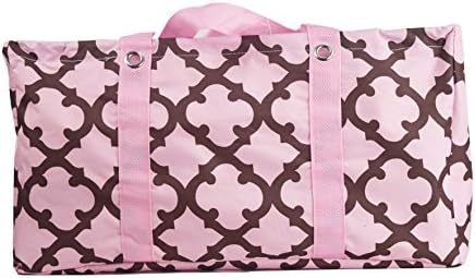 Carryall Wireframe Large All Purpose Utility Tote (Coffee/Pink Quatrefoil)