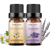Sedbuwza Chamomile Lavender Essential Oil Set, Chamomile Oil 100% Pure Lavender Scent Oil for Skin, Massage, Aromatherapy, Di