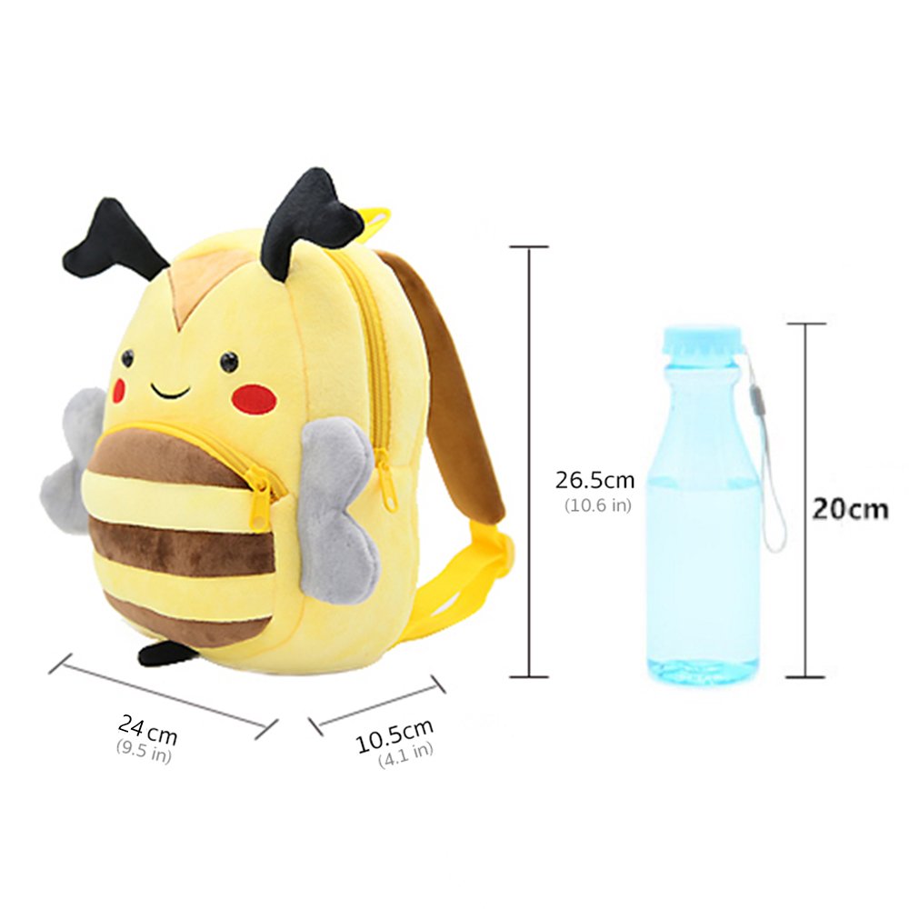 Cute Small Toddler Backpack for Girl Boy Kids Plush 3D Animal Cartoon Mini Preschool Bag for Children Age 1-5 Years Old (Yellow Bee)