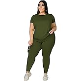 Tycorwd Plus Size Two Piece Outfits For Women Summer Sweatsuits Jogger Sets Casual Print Shorts Tracksuit Sets